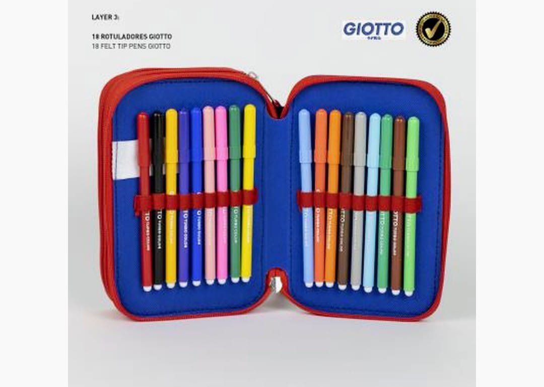Astuccio con Zip 3 Scomparti Spider Man con Colori Giotto e Accessori - immagine 4