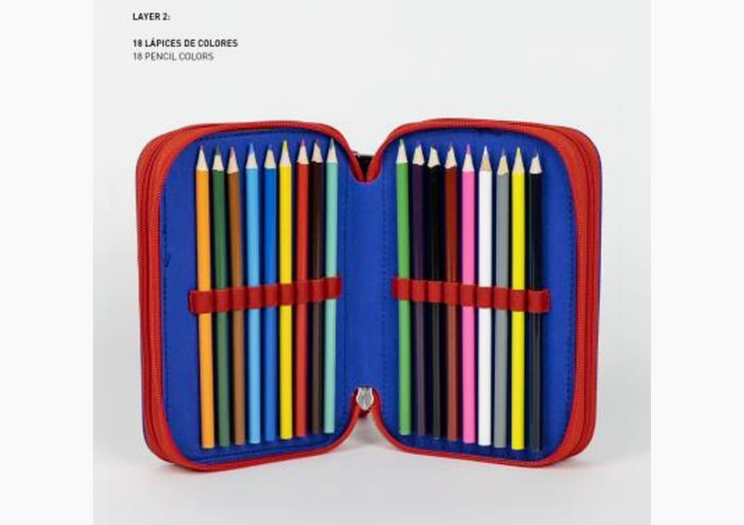 Astuccio con Zip 3 Scomparti Spider Man con Colori Giotto e Accessori - immagine 3