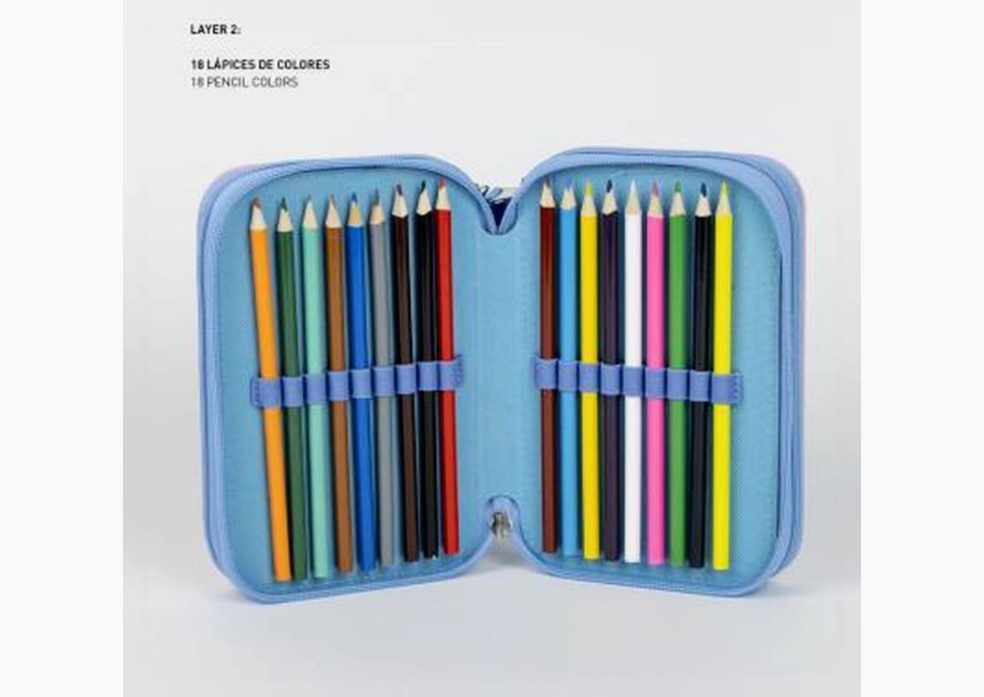 Astuccio con Zip 3 Scomparti Personaggi Vari con Colori Giotto e Accessori per Bambini e Ragazzi - immagine 5