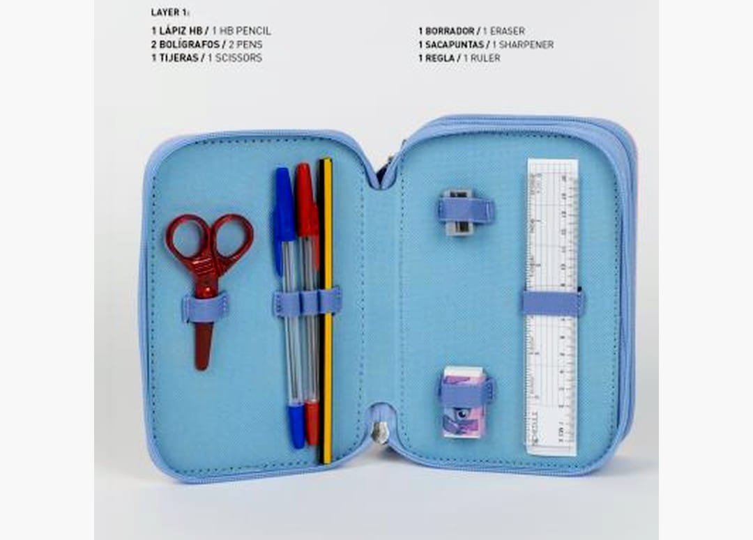 Astuccio con Zip 3 Scomparti Personaggi Vari con Colori Giotto e Accessori per Bambini e Ragazzi - immagine 6