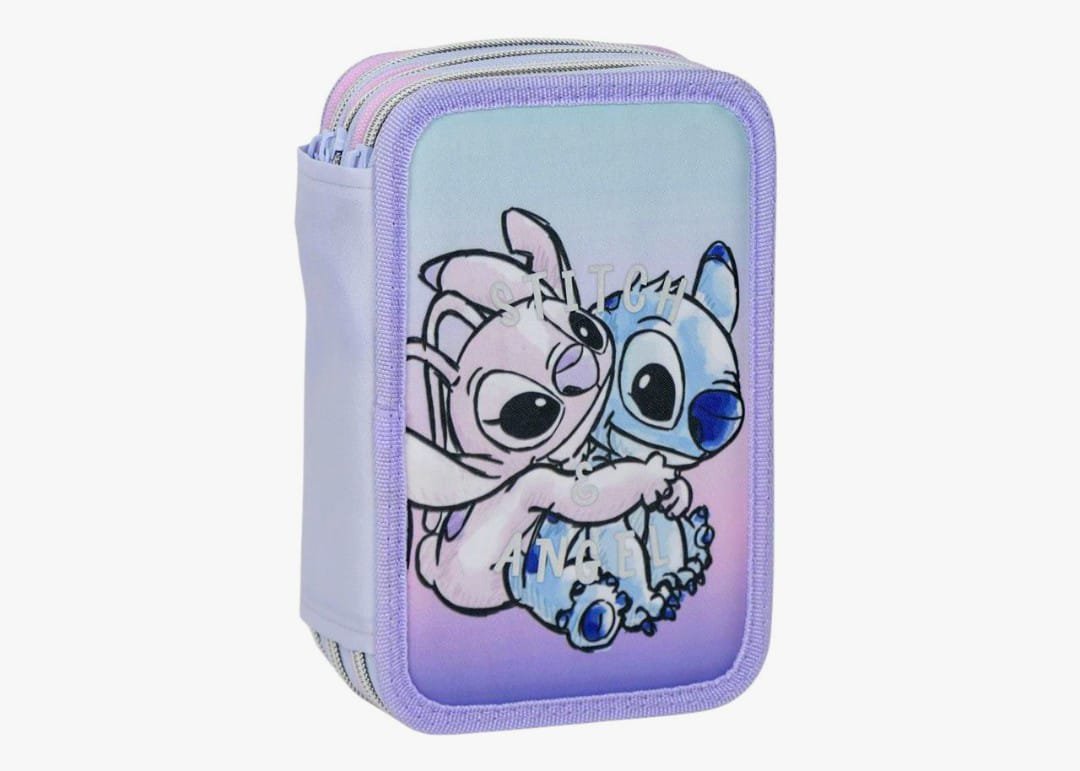 Astuccio con Zip 3 Scomparti Personaggi Vari con Colori Giotto e Accessori per Bambini e Ragazzi - immagine 2