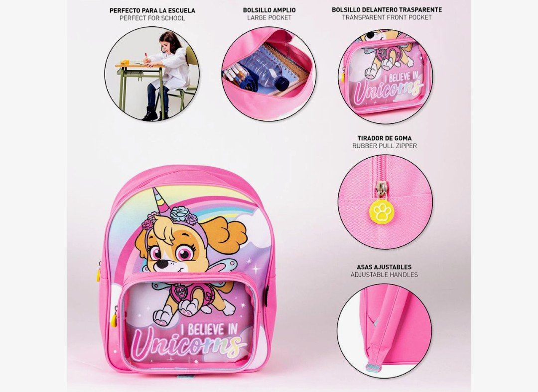 Zaino Scuola per Bambini Paw Patrol 30 cm con Tasca Frontale Bretelle Imbottite - immagine 4