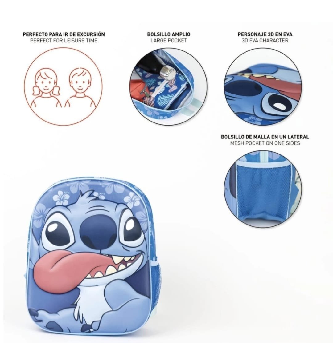 Zaino Scuola Stitch 3D Bambini Adatto per Asilo e Tempo Libero - immagine 3